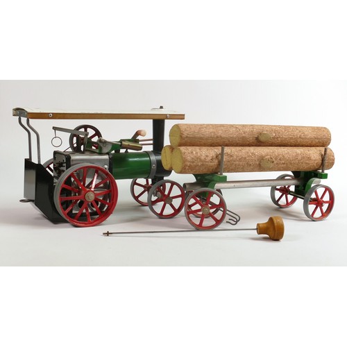 1662 - Mamod Steam Tractor with logs trailer.