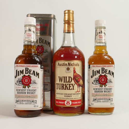 1740 - Wild Turkey 100cl, Jim Beam 70cl & Jim Beam limited edition 70cl vintage Bourbons (3)