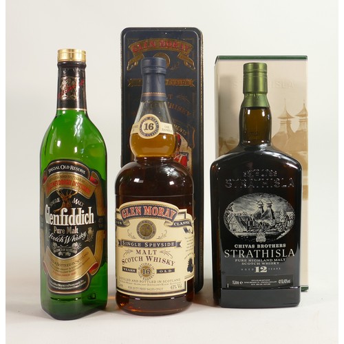 1745 - Glen Moray 16 year old single malt whisky, Strathisla 12 year Pure Malt Whisky & Glenfiddich Pure Ma... 