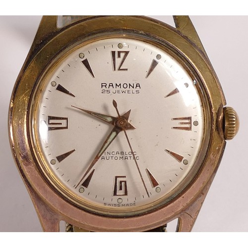 1904 - Ramona gents 1960's automatic 25 jewel movement gents wrist watch, gold plated case with bracelet.  ... 