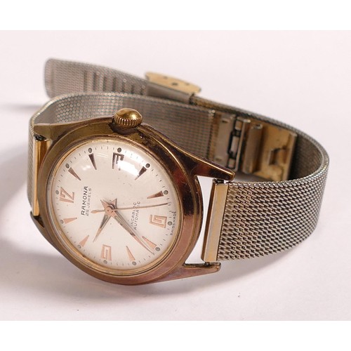 1904 - Ramona gents 1960's automatic 25 jewel movement gents wrist watch, gold plated case with bracelet.  ... 