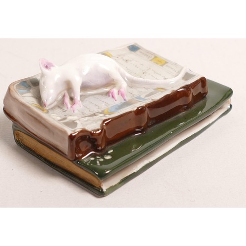 451 - Royal Doulton unusual model of a white rat asleep on a book 