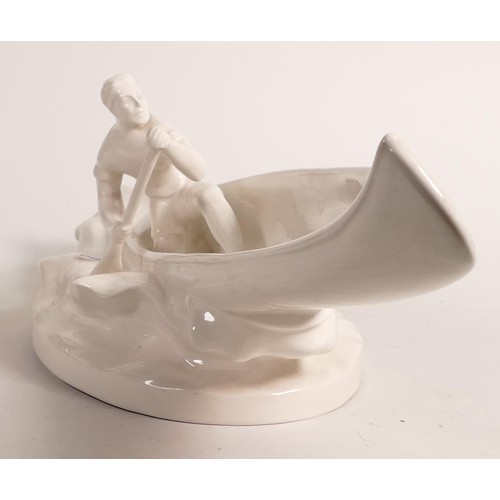 775 - Bohemia, 20th century, Bechyne school of arts and crafts pottery figure of a canoeist riding a wave ... 