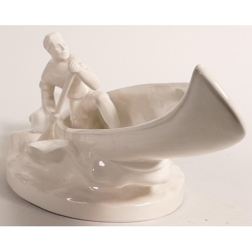 775 - Bohemia, 20th century, Bechyne school of arts and crafts pottery figure of a canoeist riding a wave ... 