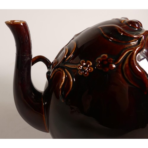 776 - Copeland & Garrett Cadogan tea pot. Rockingham glaze. Circa 1860, height 17.5cm (a/f - re glued spou... 