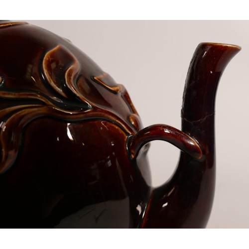 776 - Copeland & Garrett Cadogan tea pot. Rockingham glaze. Circa 1860, height 17.5cm (a/f - re glued spou... 