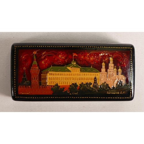 1654 - Signed Russian Lacquer box, length 7cm.