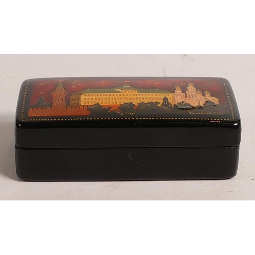 1654 - Signed Russian Lacquer box, length 7cm.