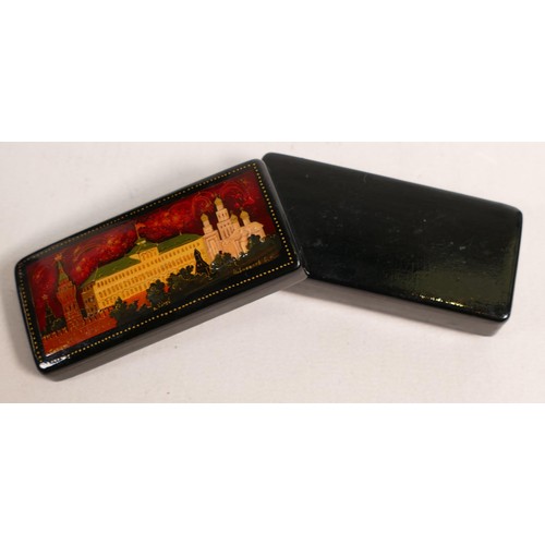 1654 - Signed Russian Lacquer box, length 7cm.