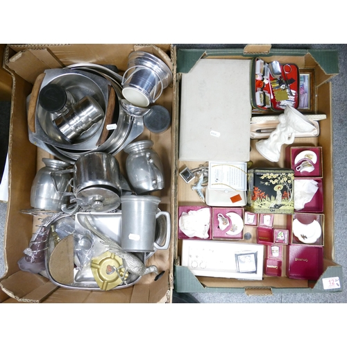 12 - A mixed collection of items to include stainless steel and similar tankards, kitchen ware and cased ... 