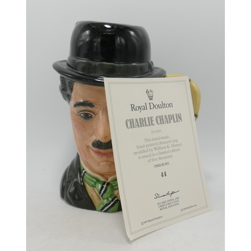 152 - Royal Doulton Large Character Jug Charlie Chaplin D6949 with cert