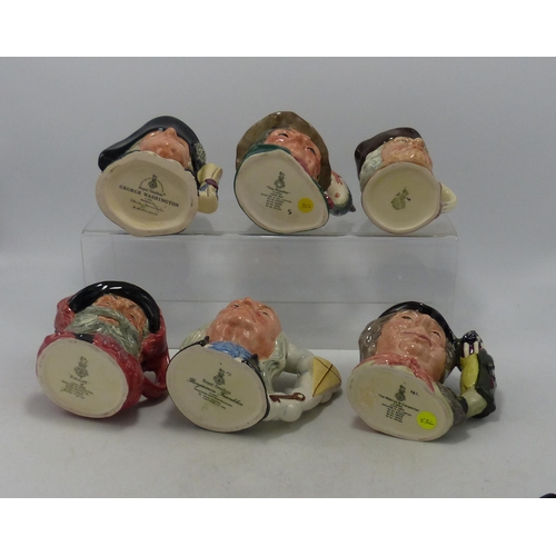 174 - Royal Doulton Small Character Jugs Falstaff, George Washington, Sam Johnson, Benjamin Franklin, The ... 