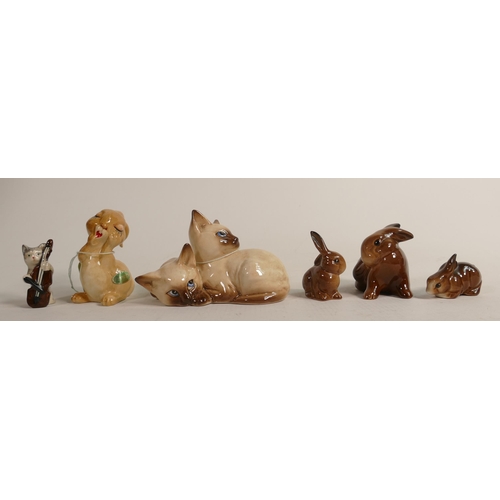 365 - Beswick Figures to include Siamese Kittens 1296, Rabbit 2131, Rabbit 824,825, 826 Cat Band Bass Play... 