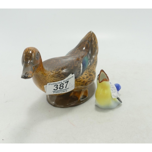 369 - Royal Doulton model of a Mallard duck HN150 beak repaired & Fledgling Hn137a(2)