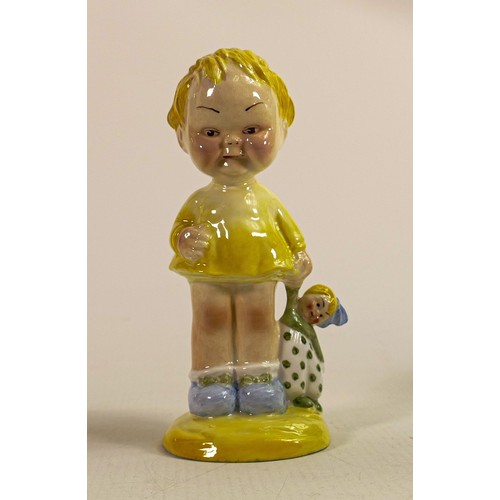 387 - Mabel Lucie Attwell for Shelley, a bone china figure of girl holding dolly 'Toddler', h.15.5cm. Pain... 