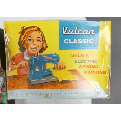 552 - Vintage Boxed Vulcan Classics Branded Childs Electric Sewing Machine