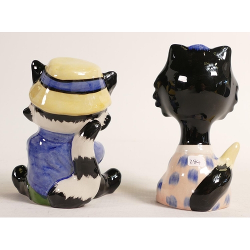 284 - Lorna Bailey pair of cats Fisherman & Muppet (2)