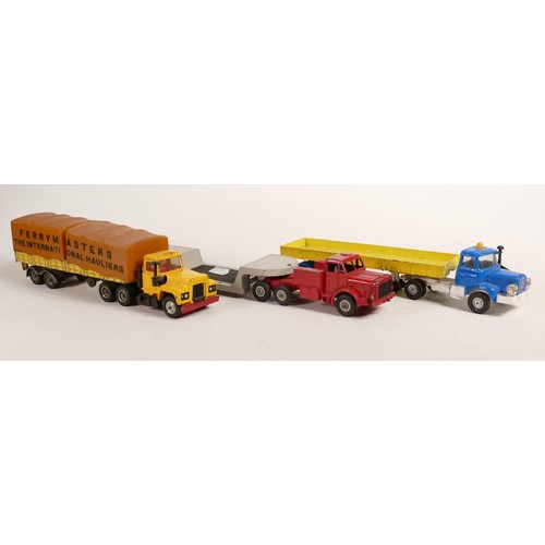 1715 - Vintage overpainted Corgi Supertoys & Major Low Loader 986, articulated trailer x 2 model toy lorrie... 