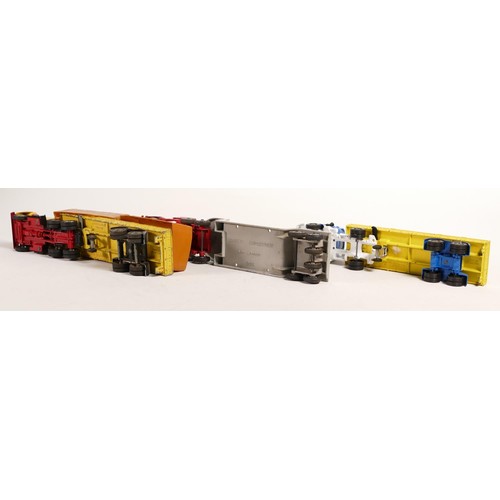 1715 - Vintage overpainted Corgi Supertoys & Major Low Loader 986, articulated trailer x 2 model toy lorrie... 