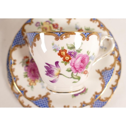 1083 - Aynsley Floral decorated tea ware, 30 pieces.