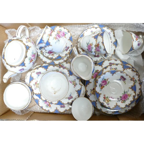 1083 - Aynsley Floral decorated tea ware, 30 pieces.