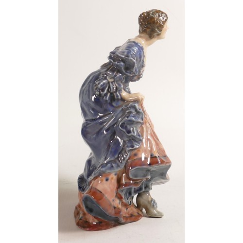 456 - Royal Doulton early figure Curtsy, signed E W Light, in a different colourway of spotted pink and bl... 