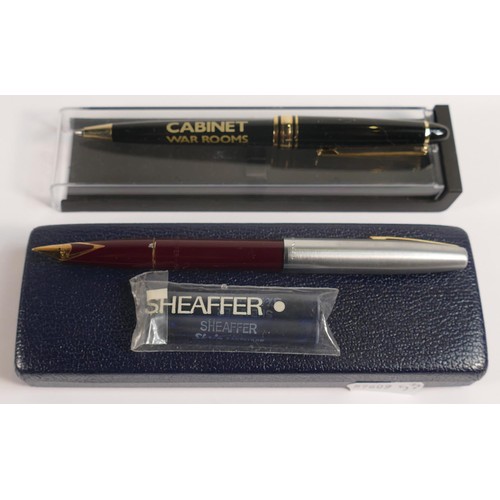 1660 - Sheaffer Fountain pen and a Cabinet War Rooms pen, both boxed. (2)