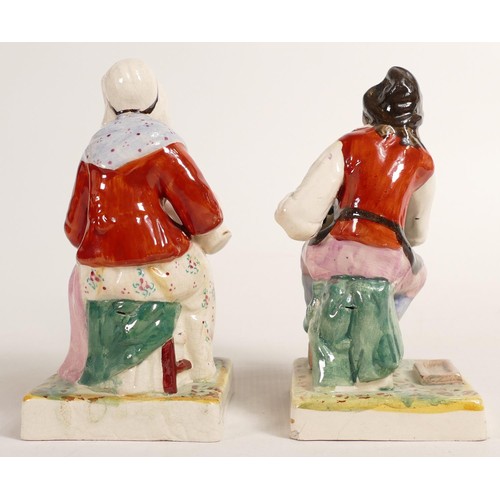 779 - Two theatrical Staffordshire figures depicting Jobson and Nell from the 'Kent' factory, tallest 17.5... 