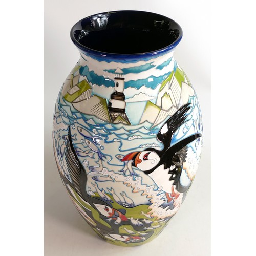 914C - Moorcroft prestige Skomer Island vase. Signed by designer Helen Dale and number 2 of a special editi... 