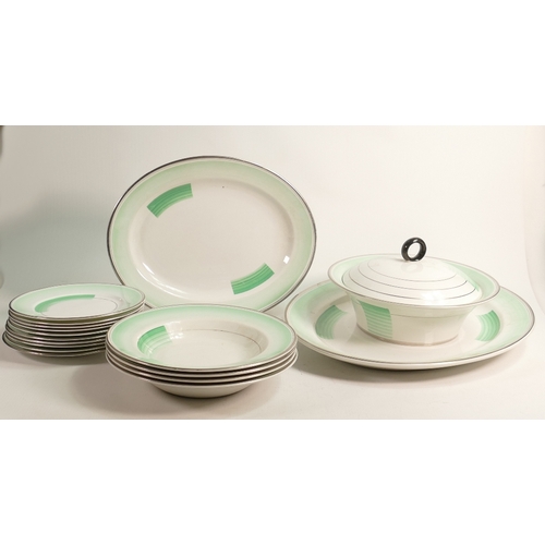 1025 - Shelley Regent shape part dinner set, 10 x 17.5cm side plates, 4 x 23cm soup bowls, 1 x vegetable li... 