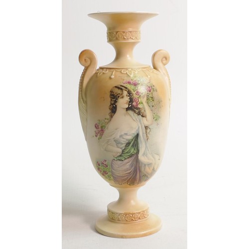 822 - Carlton Blush ware handled urn with classical decoration, by Wiltshaw & Robinson, c1900, height 23cm