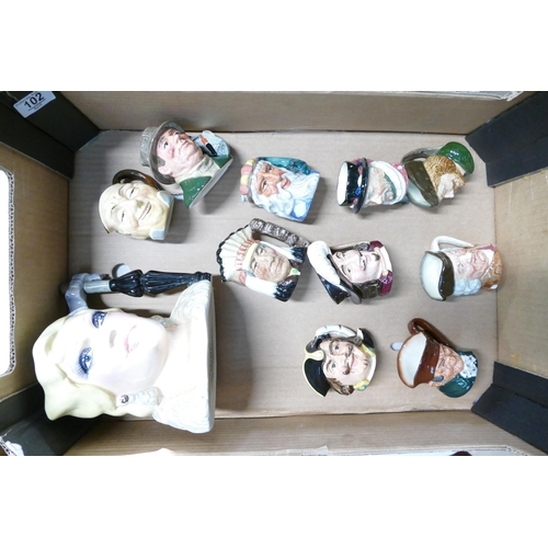 102 - A Collection of Royal Doulton Character jugs to include Large Mae West D6688, together small Jugs Po... 