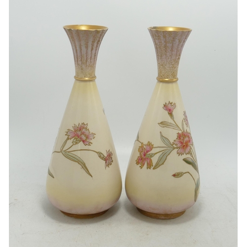 120 - Carlton blush ware Pair of Vases  Floral decoration, by Wiltshaw & Robinson, C1900, Height 25cm(one ... 