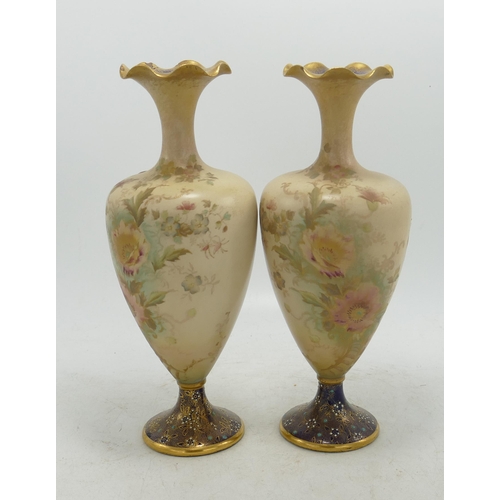 121 - Carlton blush ware Pair of Vases  Floral decoration, by Wiltshaw & Robinson, C1900, height 22cm(one ... 