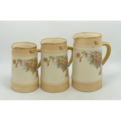 124 - Carlton blush ware  Graduated Jugs with Floral decoration, by Wiltshaw & Robinson, C1900, largest 22... 