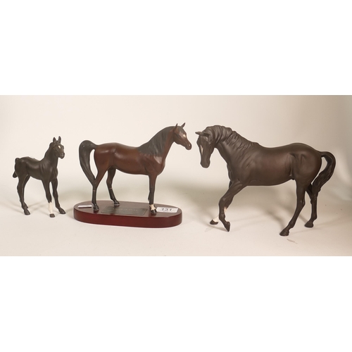 131 - Beswick Black beauty and foal together with Arab Xayal connoisseur horse ( two legs A/F) (3)