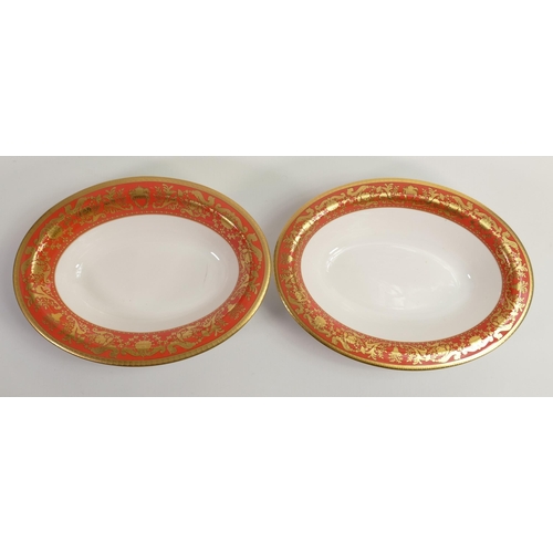 24 - De Lamerie Fine Bone China Burnt Orange Oval Open Veg Bowls , specially made high end quality item, ... 