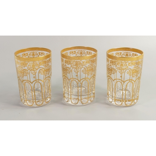 36 - De Lamerie Fine Bone China heavily gilded Glass Crystal Exotic Garden Patterned Whiskey Glasses , sp... 