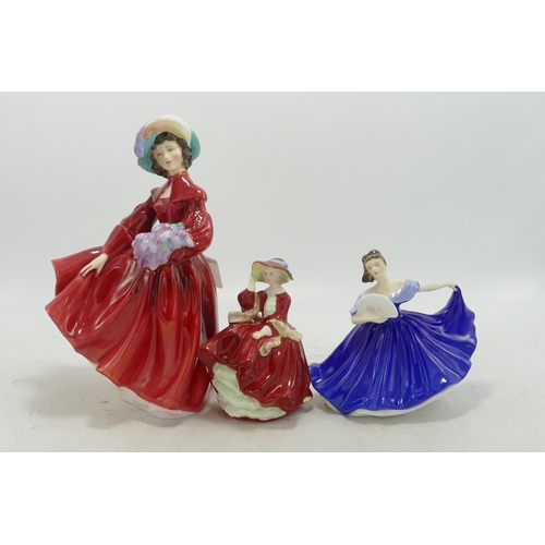 43 - Royal Doulton Lady Figure Lilac Time Hn2137 together with Elaine Hn3214 & Top of The Hill Hn3499(3)