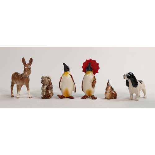 56 - Beswick Donkey Foal, Cocker Spaniel, Koala, Rabbit & two Penguins(6)