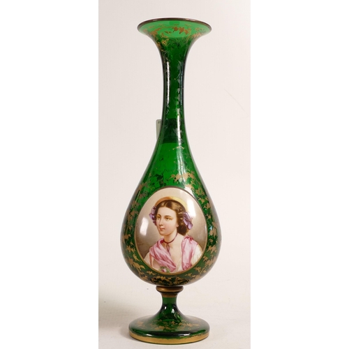 87 - Bohemian Glass Vase with Gilt & Portrait Panel Decoration, height 31cm