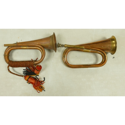 96 - Two Vintage Copper Bugles (2)