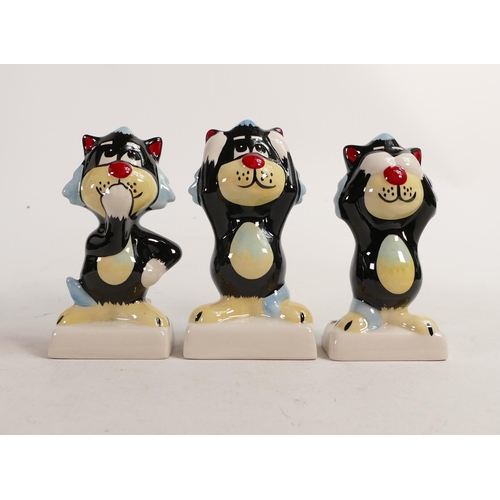 139 - Lorna Bailey set of 3 wise monkey cats See, Hear & Speak no evil (3)