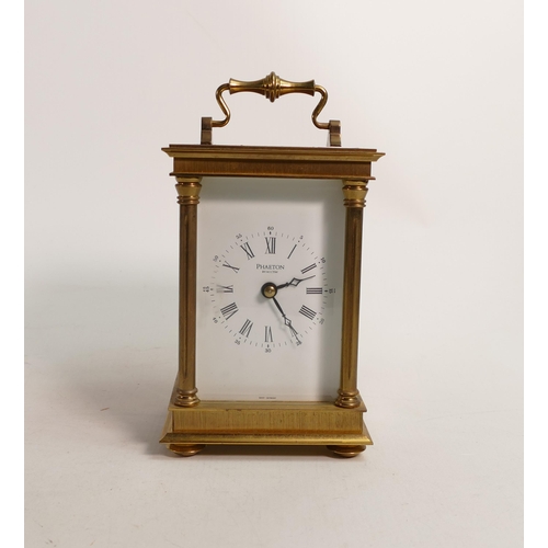 647 - Large 20th Century gilt brass carriage clock, the enamel dial inscribed ' Phaeton by Acctim ', with ... 