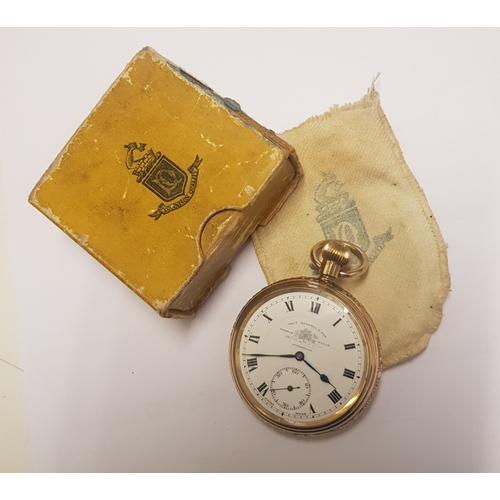 451 - Thomas Russell & Son Tempus Fugit Pocket Watch in gold plated Illinois Watch Case Co case.