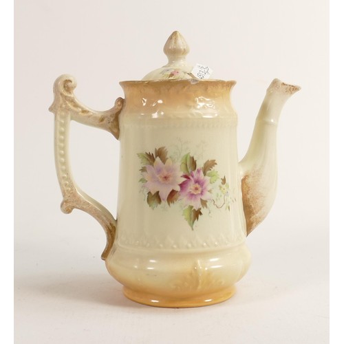 257 - Carlton Blush ware tea pot with faded pink floral decoration, by Wiltshaw & Robinson, c1900, Height ... 