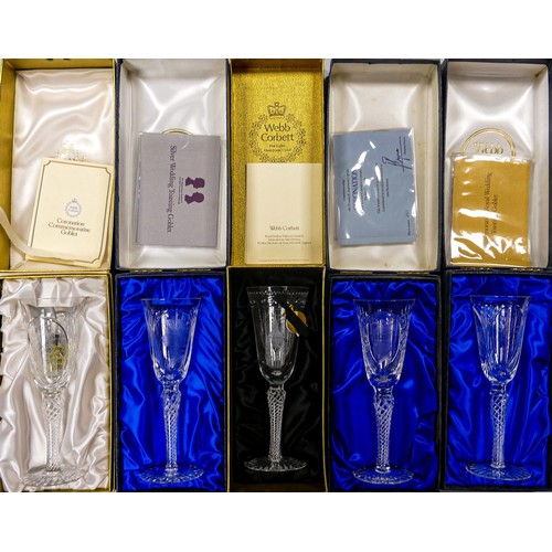 142 - A collection of Webb Corbett boxed 1970s commemorative toasting goblets (5)