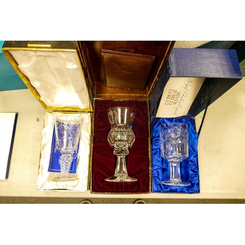 143 - A collection of Royal Doulton Minton & Edinburgh boxed 1970s commemorative goblets (3)