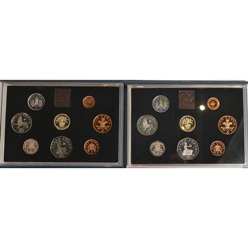 657 - A collection of United Kingdom proof coin sets by Royal mint. Comprising of 1983 x 2, 1984 x 2, 1985... 