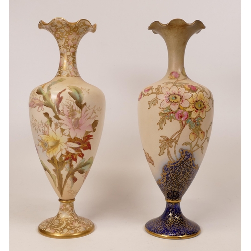 Carlton Blush Ware Arvista Floral Vases By Wiltshaw & Robinson, C1900 